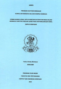 Image of SKR.MUS : Pembelajaran Vokal untuk Mencapai Ketepatan Nada dalam Membaca Partitur Paduan Suara pada Ekstrakulikuler Vokal SMPN 8 Denpasar