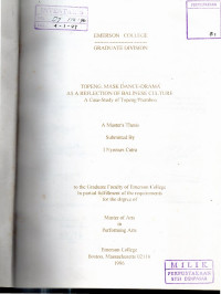 TES: Topeng Mask Dance-Drama as a Reflection of Balinese Culture a Case-Study of Topeng/Prembon