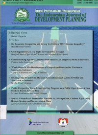 JURNAL : Jurnal Perencanaan Pembangunan The Indonesia Jounal Of Development Planning