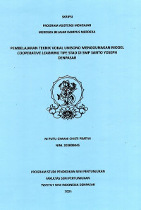 Image of SKR ST : Pembelajaran Teknik Vokal Unisono menggunakan Modal Cooperative Learning tipe Stad di SMP Santo Yosep Denpasar